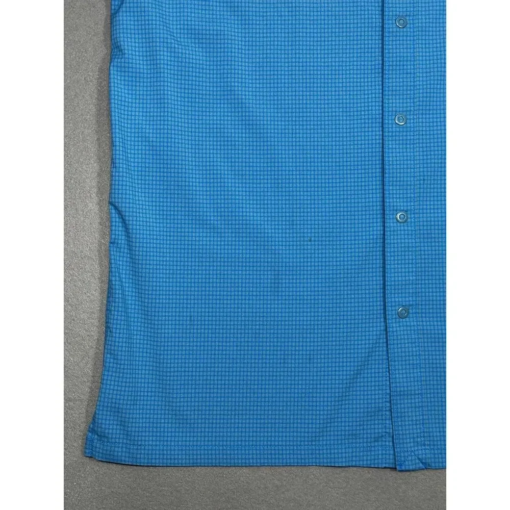The North Face Men's Blue Large Plaid Short Sleeve Hiking Button-Down Shirt